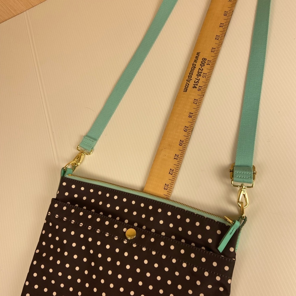 Fossil Black Polka Dot Coated Crossbody Aqua Strap Water Resistant - Picture 14 of 16